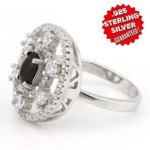 Elite New .925 Sterling Silver Sapphire & AAA Grade Australian CZ Ring Size 8